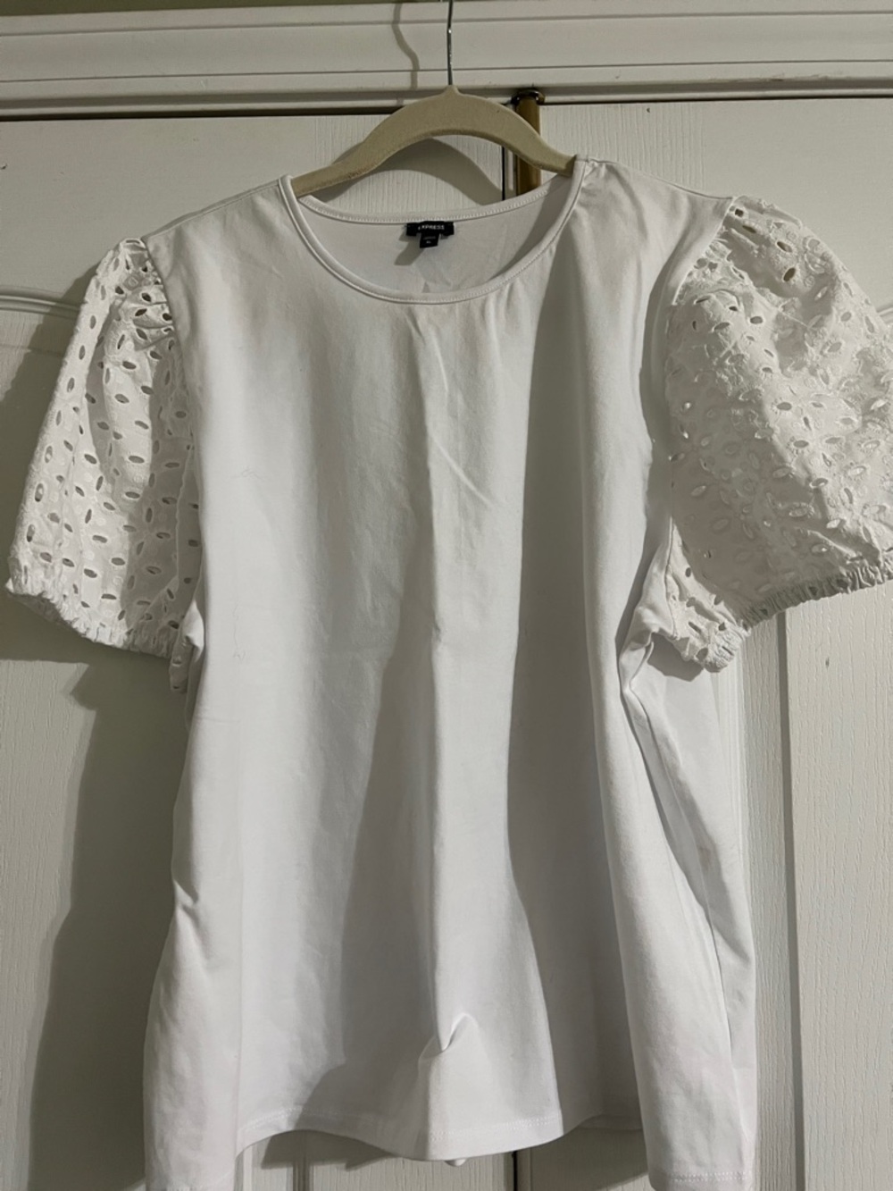 Express White Eyelet Puff Sleeve Top